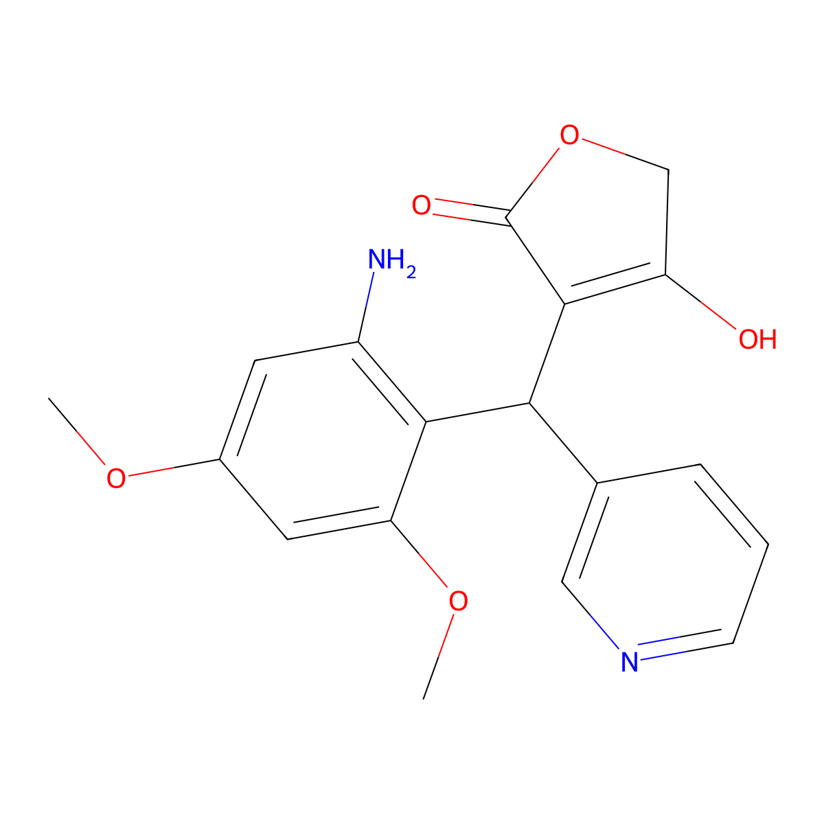 3-[(2-Amino-4,6-dimethoxyphenyl)(pyridin-3-yl)methyl]-4-hydroxy-2,5-dihydrofuran-2-one molecular structure, CAS 1272756-36-1