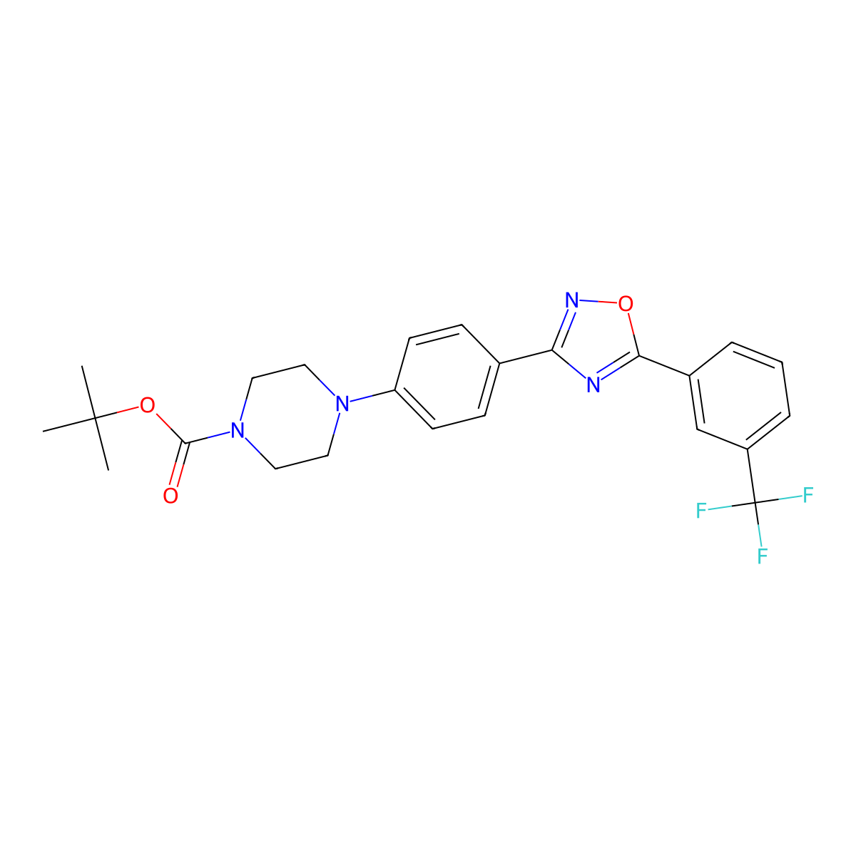 Tert-butyl 4-(4-{5-[3-(trifluoromethyl)phenyl]-1,2,4-oxadiazol-3-yl}phenyl)piperazine-1-carboxylate molecular structure, CAS 1272756-41-8