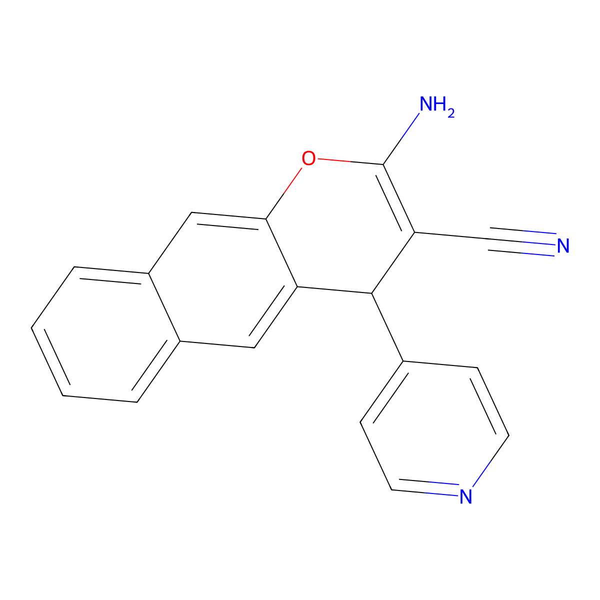 2-amino-4-(pyridin-4-yl)-4H-benzo[g]chromene-3-carbonitrile molecular structure, CAS 1272756-42-9
