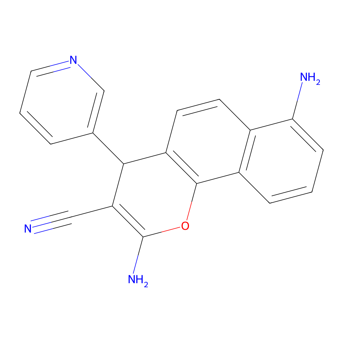2,7-diamino-4-(pyridin-3-yl)-4H-benzo[h]chromene-3-carbonitrile molecular structure, CAS 1272756-44-1