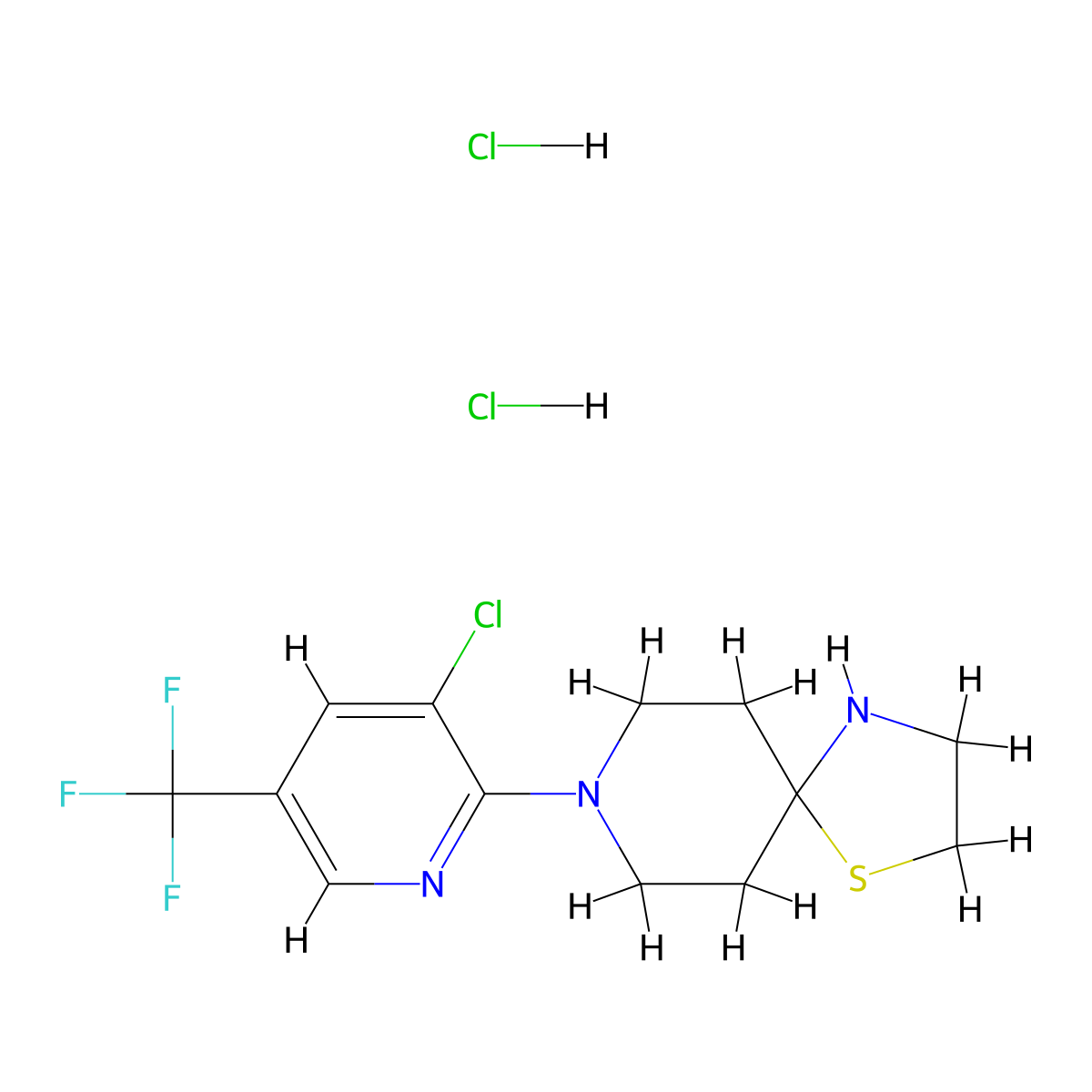 8-[3-Chloro-5-(trifluoromethyl)pyridin-2-yl]-1-thia-4,8-diazaspiro[4.5]decane dihydrochloride molecular structure, CAS 1272756-45-2