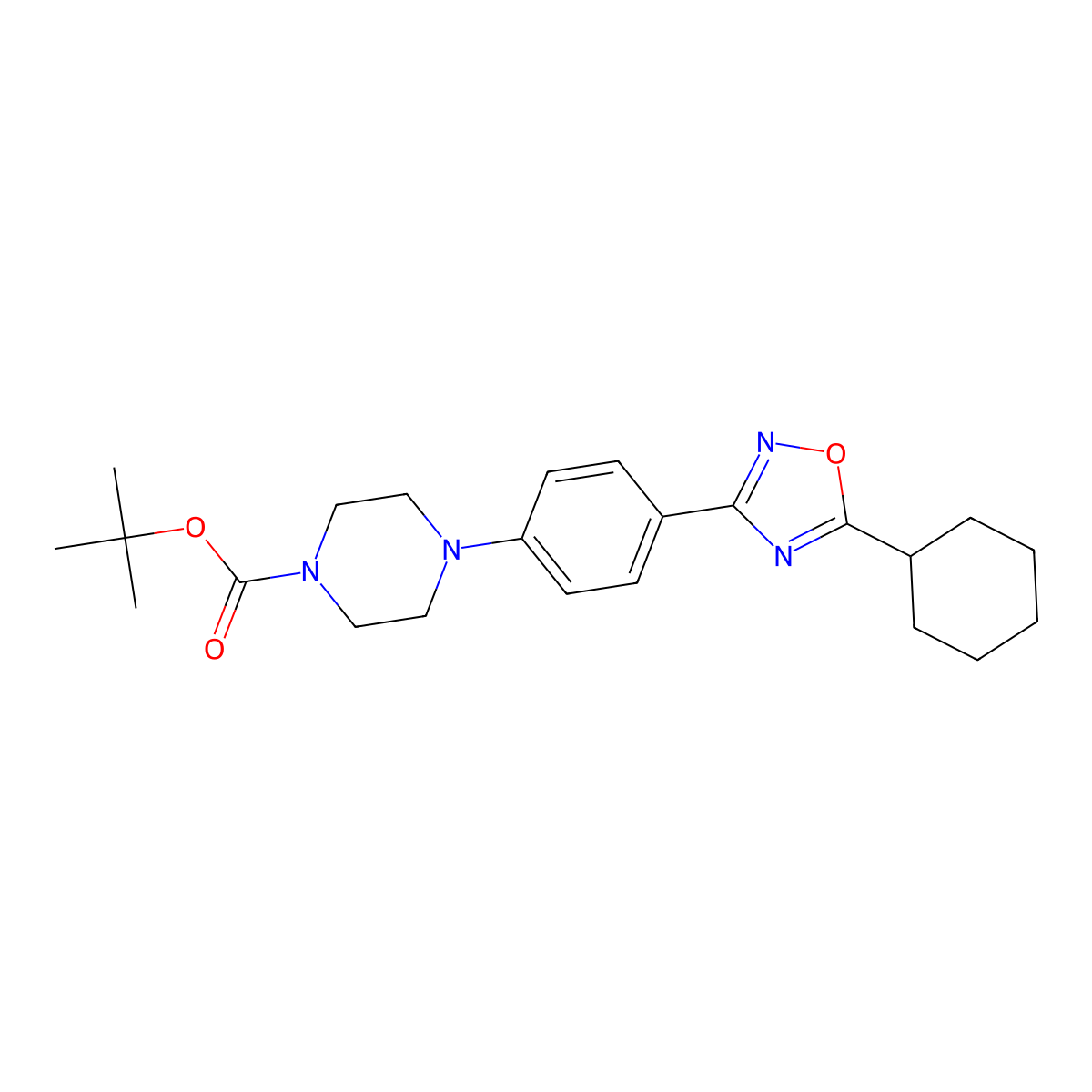 Tert-butyl 4-[4-(5-cyclohexyl-1,2,4-oxadiazol-3-yl)phenyl]piperazine-1-carboxylate molecular structure, CAS 1272756-48-5