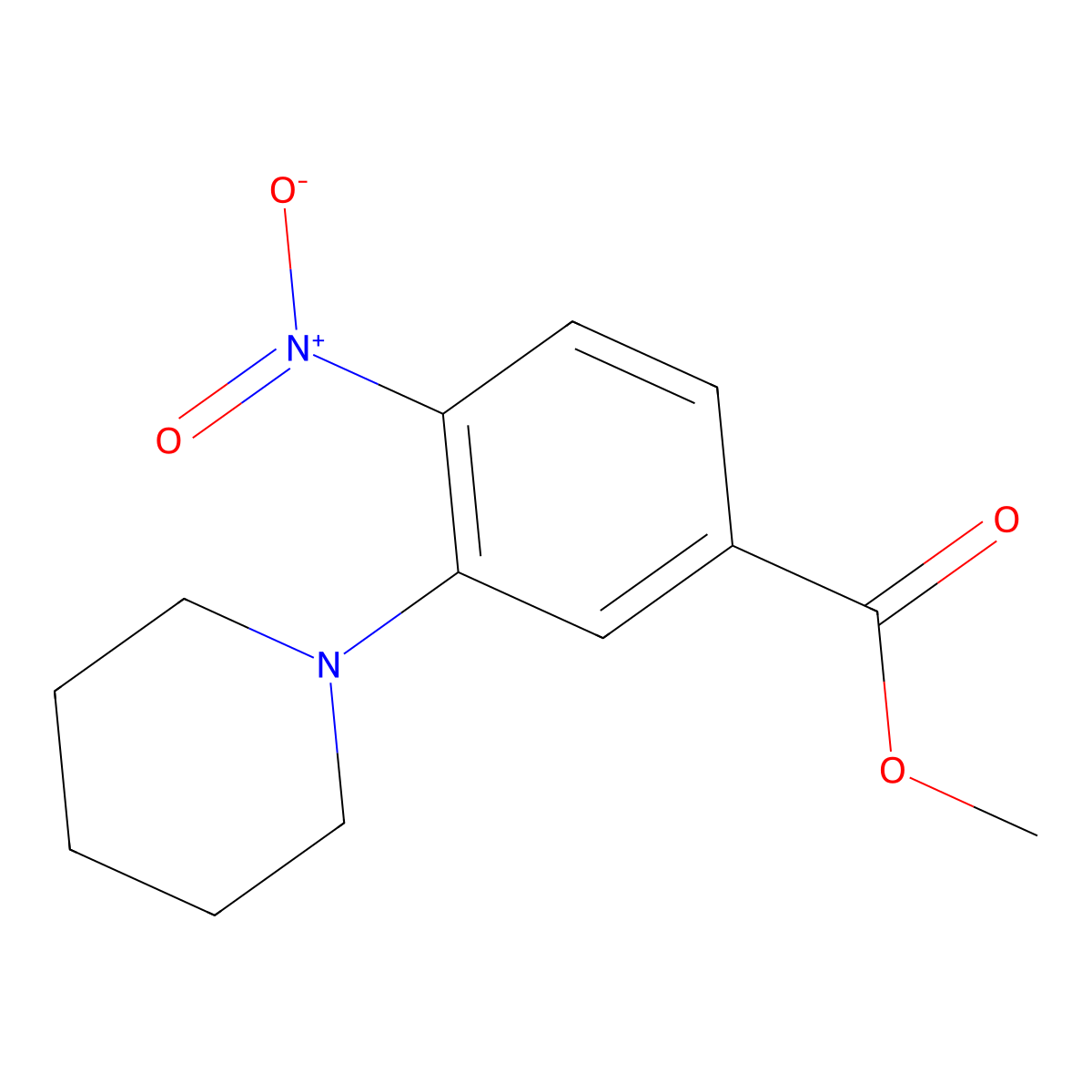 Methyl 4-nitro-3-(piperidin-1-yl)benzoate molecular structure, CAS 1272756-51-0