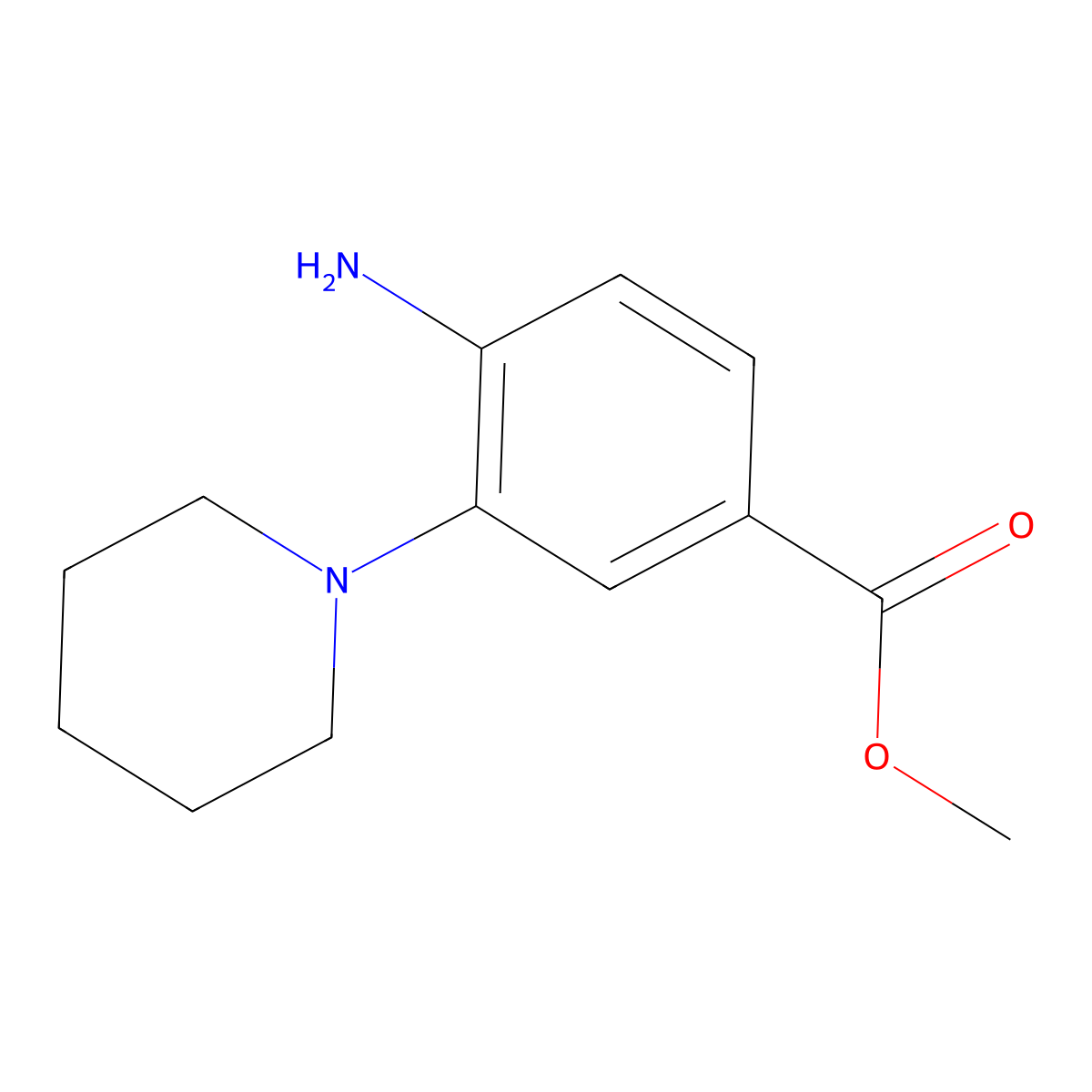 Methyl 4-amino-3-(piperidin-1-yl)benzoate molecular structure, CAS 1272756-52-1