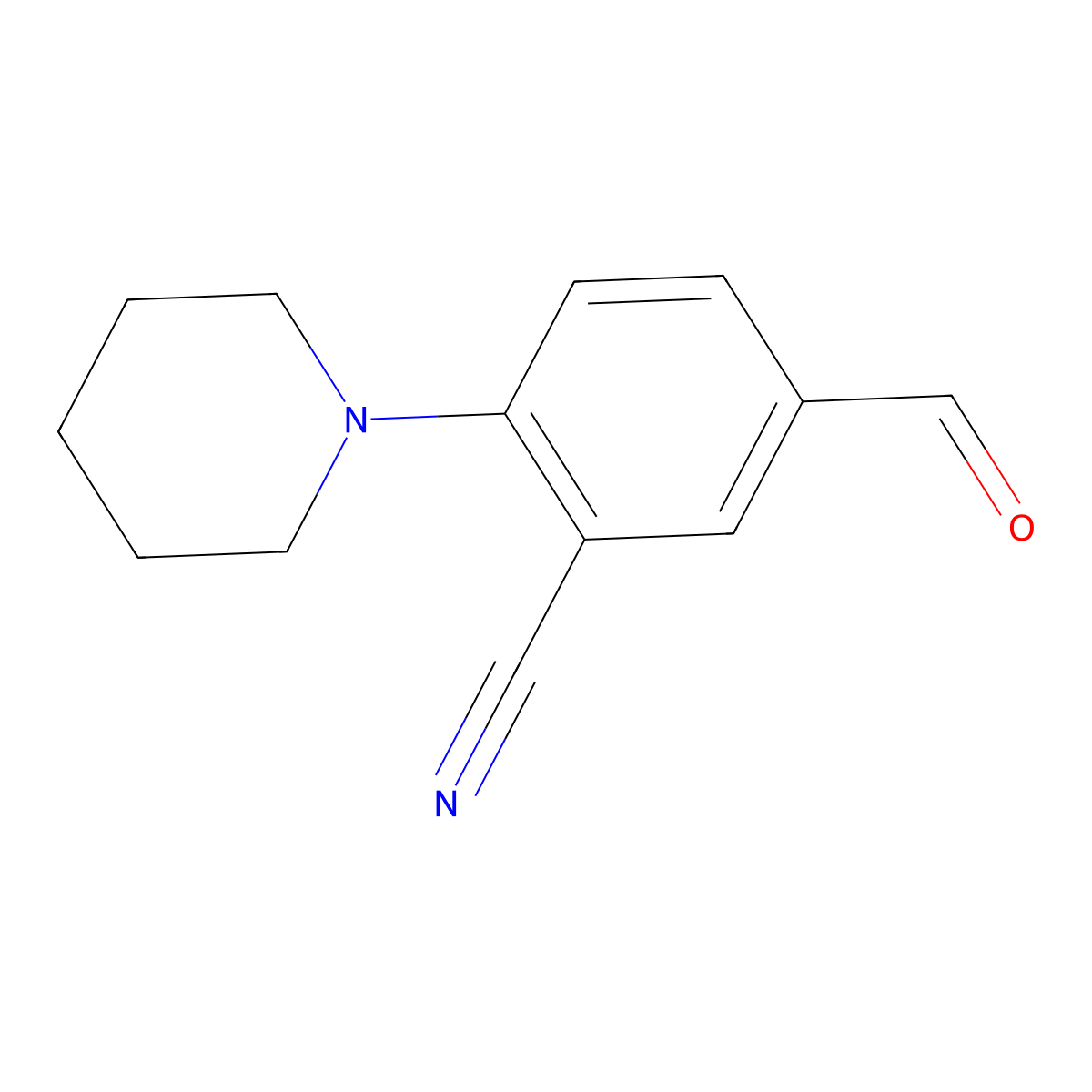 5-Formyl-2-(piperidin-1-yl)benzonitrile molecular structure, CAS 1272756-59-8