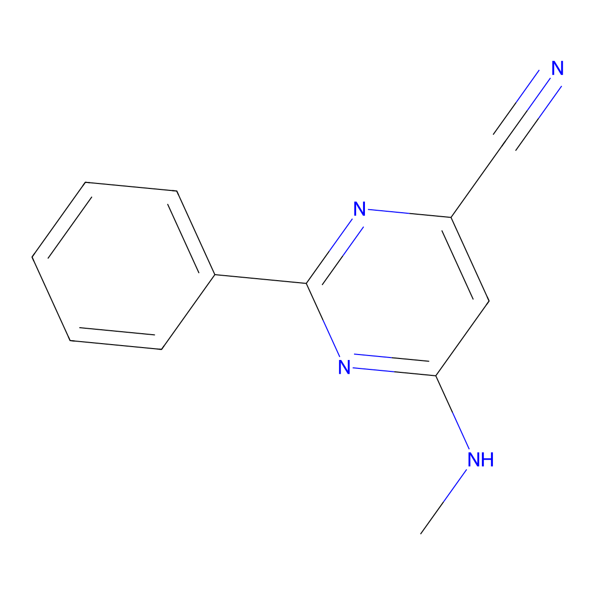 6-(Methylamino)-2-phenylpyrimidine-4-carbonitrile molecular structure, CAS 1272756-63-4
