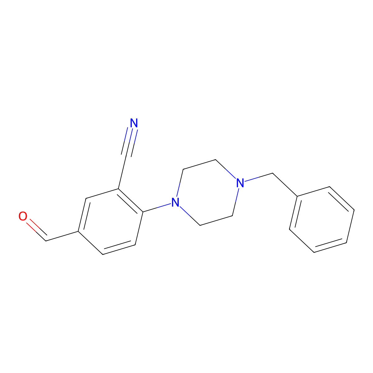2-(4-Benzylpiperazin-1-yl)-5-formylbenzonitrile molecular structure, CAS 1272756-65-6