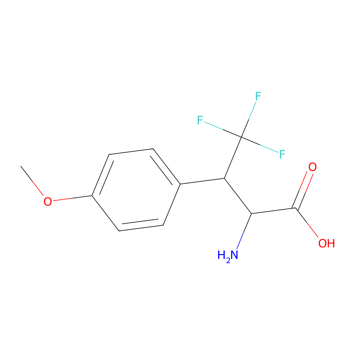 2-Amino-4,4,4-trifluoro-3-(4-methoxyphenyl)butanoic acid molecular structure, CAS 1272758-02-7
