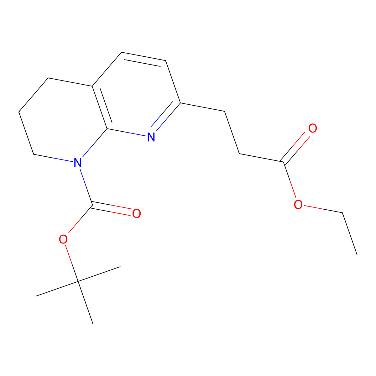 tert-Butyl 7-(3-ethoxy-3-oxopropyl)-3,4-dihydro-1,8-naphthyridine-1(2H)-carboxylate molecular structure, CAS 1272758-04-9