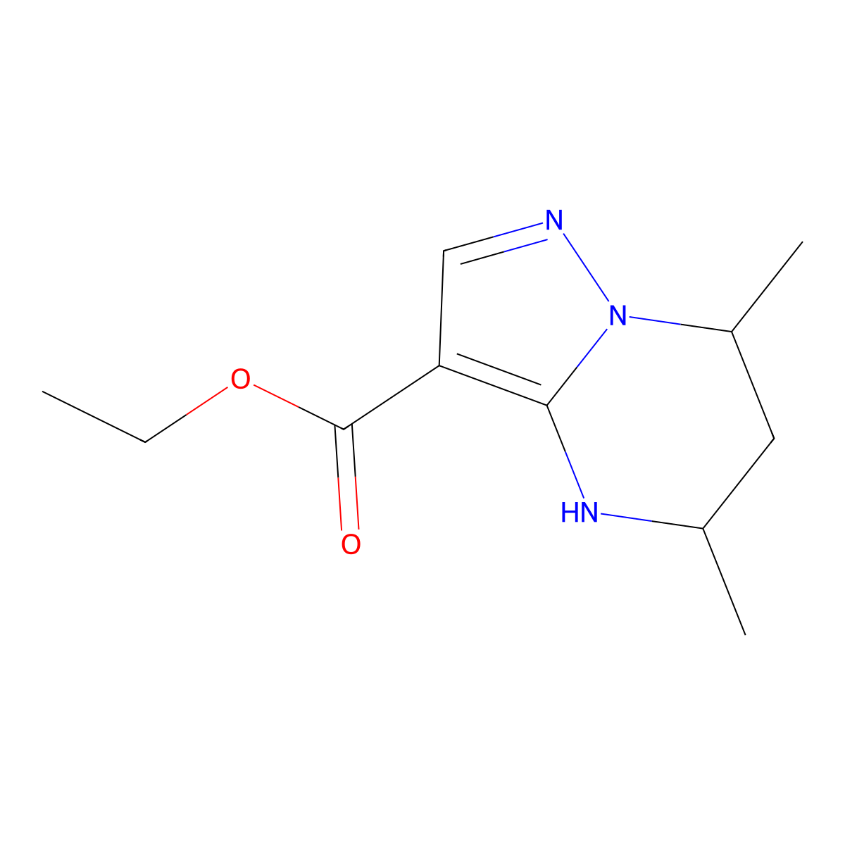 Ethyl 5,7-dimethyl-4,5,6,7-tetrahydropyrazolo[1,5-A]pyrimidine-3-carboxylate molecular structure, CAS 1272758-09-4