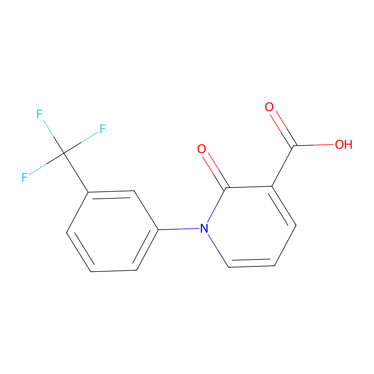 2-Oxo-1-(3-(trifluoromethyl)phenyl)-1,2-dihydropyridine-3-carboxylic acid molecular structure, CAS 1272758-11-8