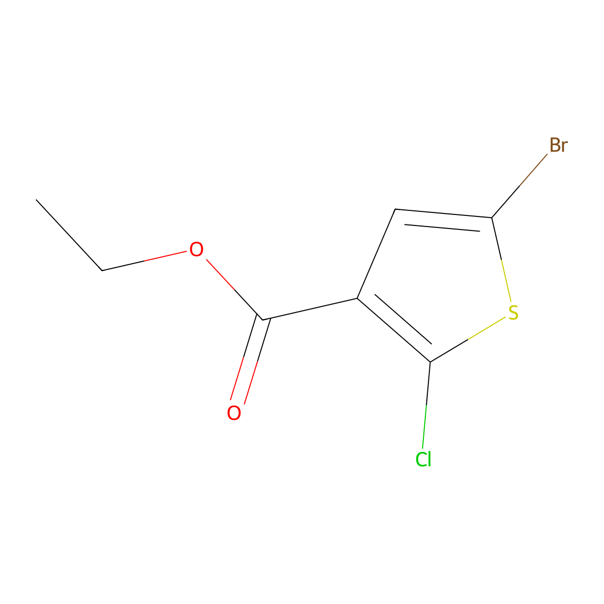 Ethyl 5-bromo-2-chlorothiophene-3-carboxylate molecular structure, CAS 1272758-16-3