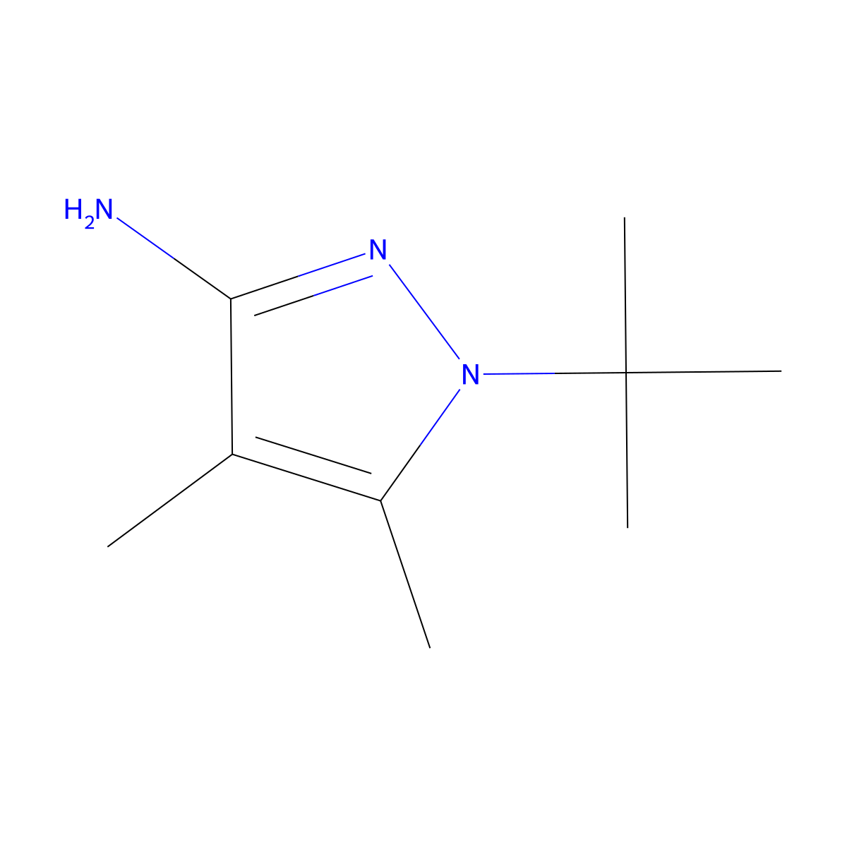 1-(tert-Butyl)-4,5-dimethyl-1H-pyrazol-3-amine molecular structure, CAS 1272758-20-9