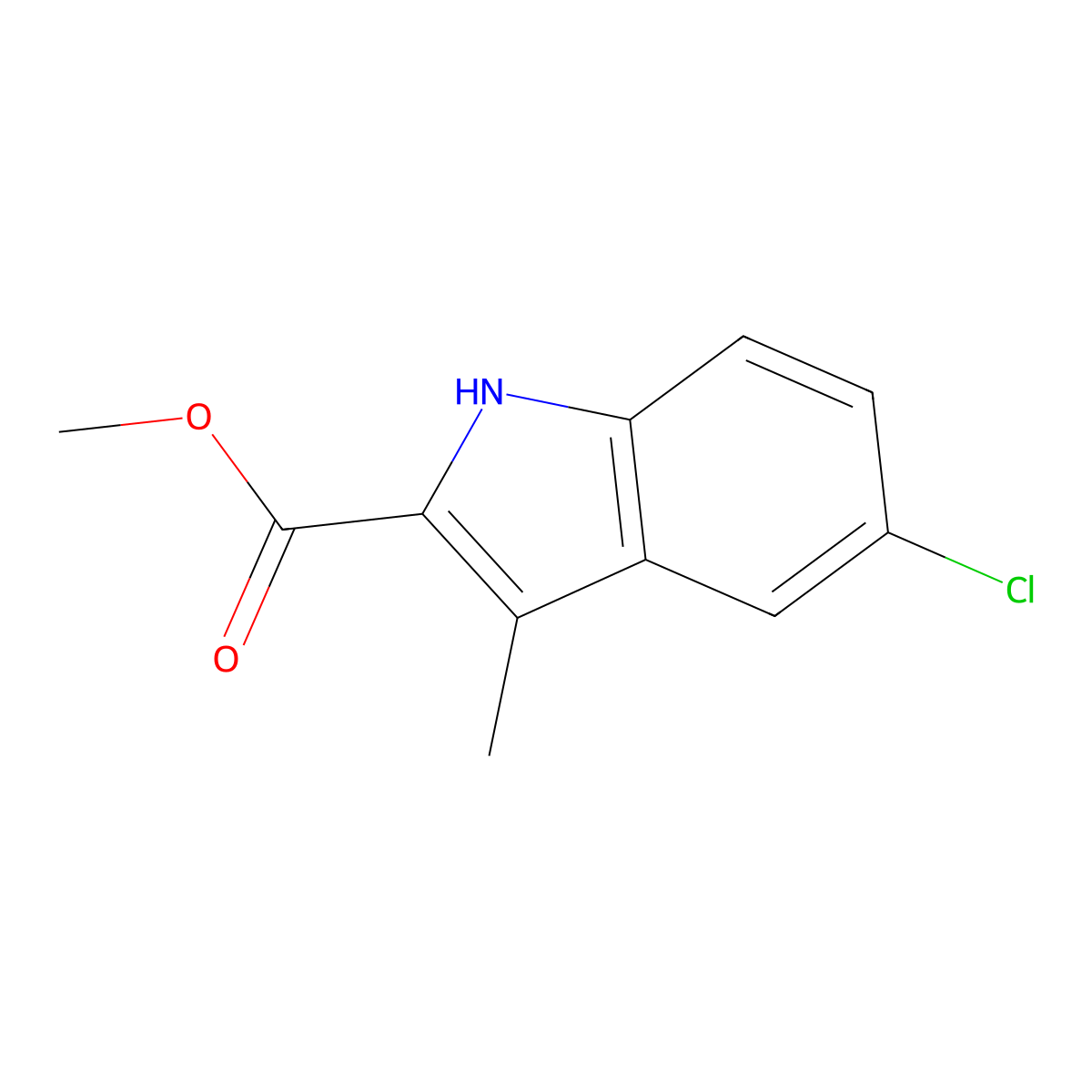 Methyl 5-chloro-3-methyl-1H-indole-2-carboxylate molecular structure, CAS 1272758-24-3