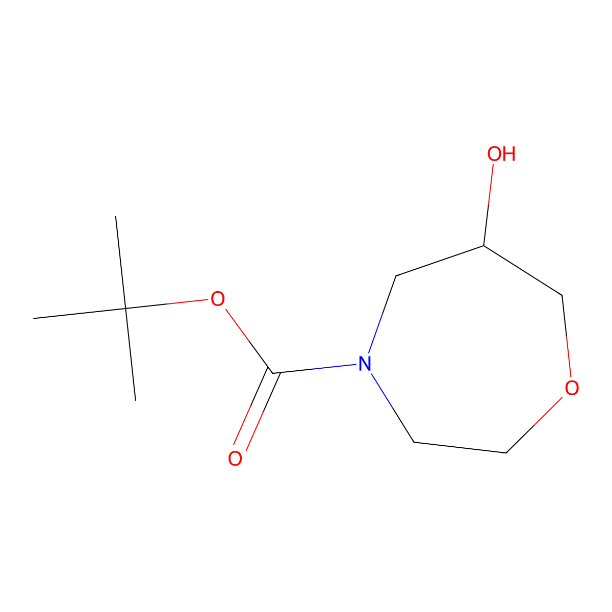 tert-Butyl 6-hydroxy-1,4-oxazepane-4-carboxylate molecular structure, CAS 1272758-40-3