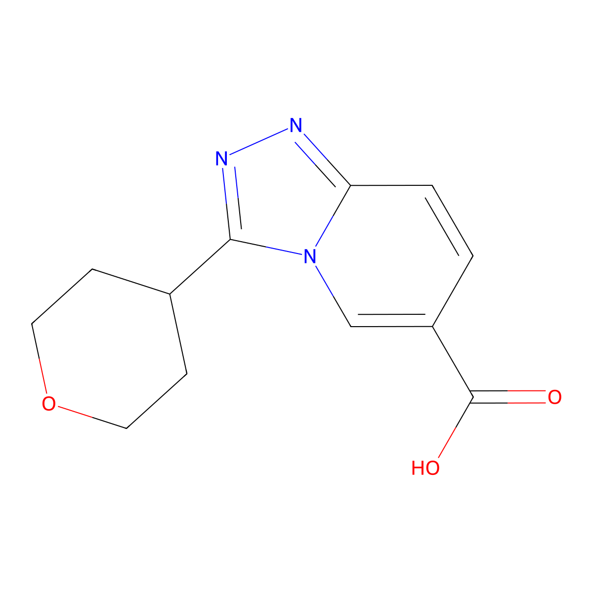 3-(Oxan-4-yl)-[1,2,4]triazolo[4,3-a]pyridine-6-carboxylic acid molecular structure, CAS 1272771-49-9