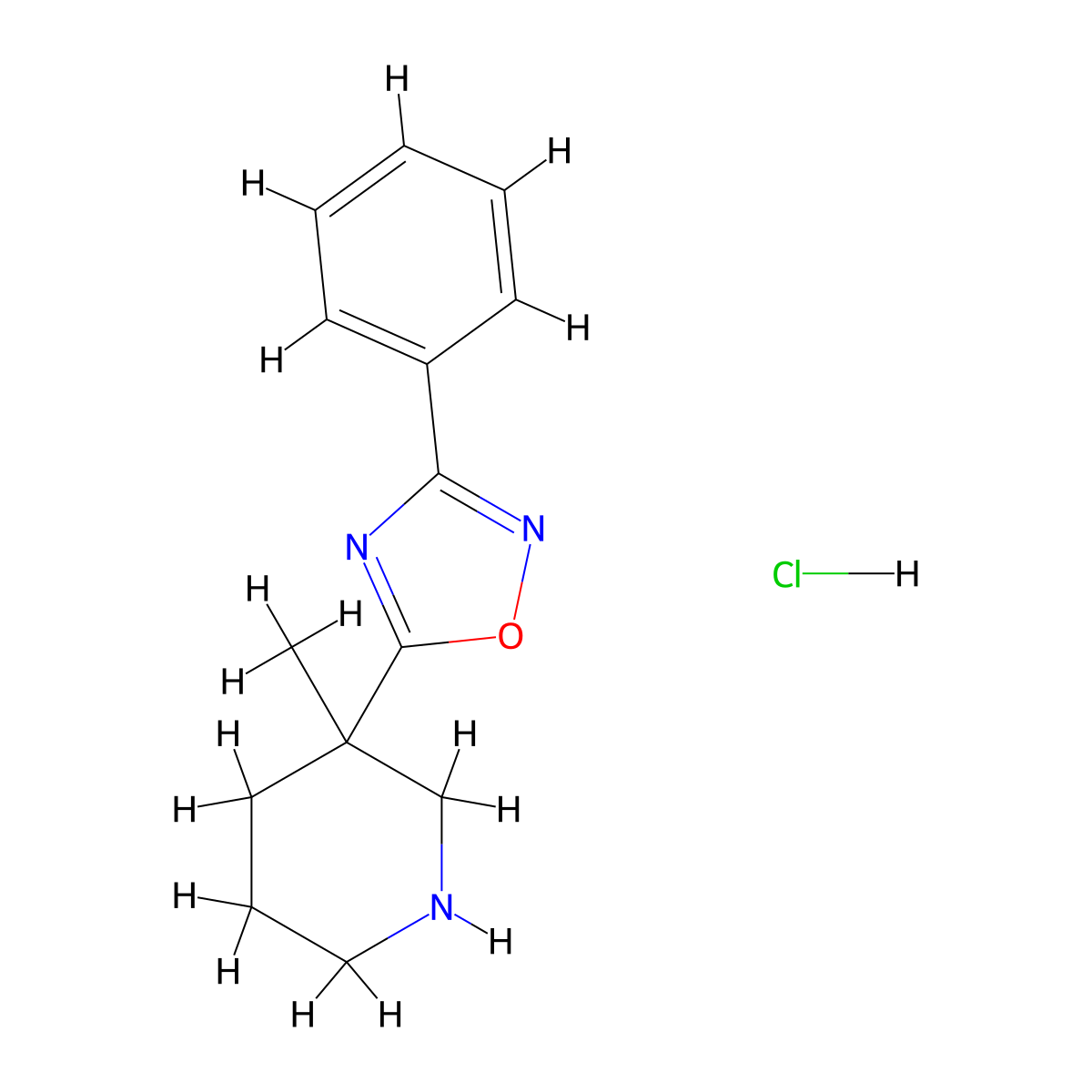 3-Methyl-3-(3-phenyl-1,2,4-oxadiazol-5-yl)piperidine hydrochloride molecular structure, CAS 1272793-06-2