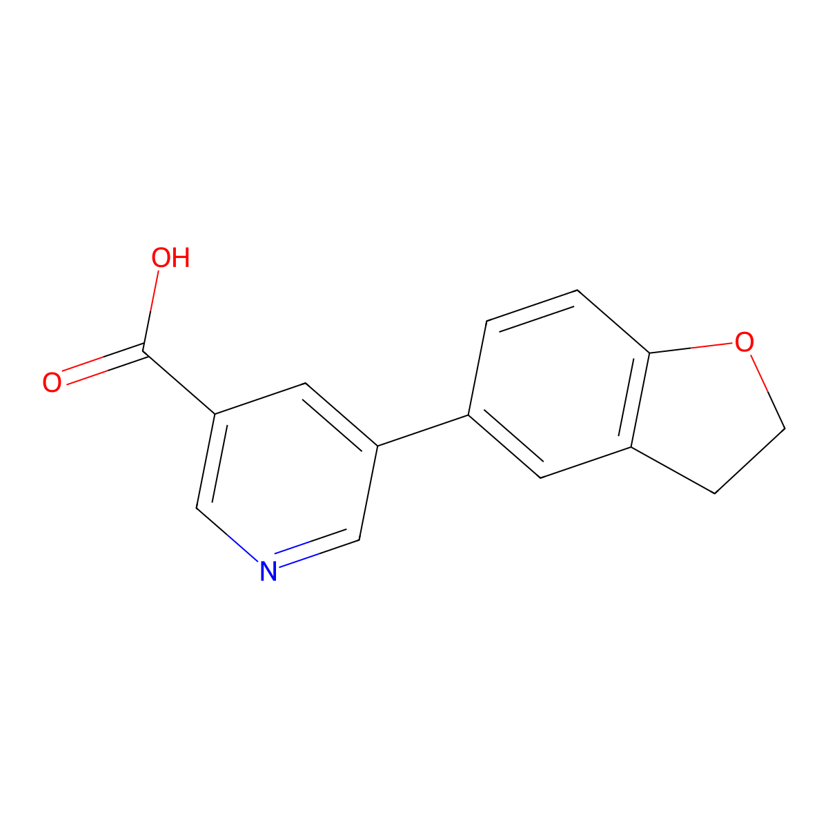 5-(2,3-Dihydro-1-benzofuran-5-yl)pyridine-3-carboxylic acid molecular structure, CAS 1272838-47-7