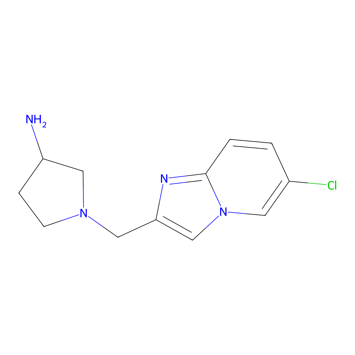 1-((6-Chloroimidazo[1,2-a]pyridin-2-yl)methyl)pyrrolidin-3-amine molecular structure, CAS 1272854-37-1