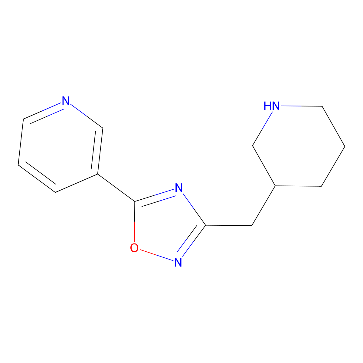 3-{3-[(Piperidin-3-yl)methyl]-1,2,4-oxadiazol-5-yl}pyridine molecular structure, CAS 1272877-52-7