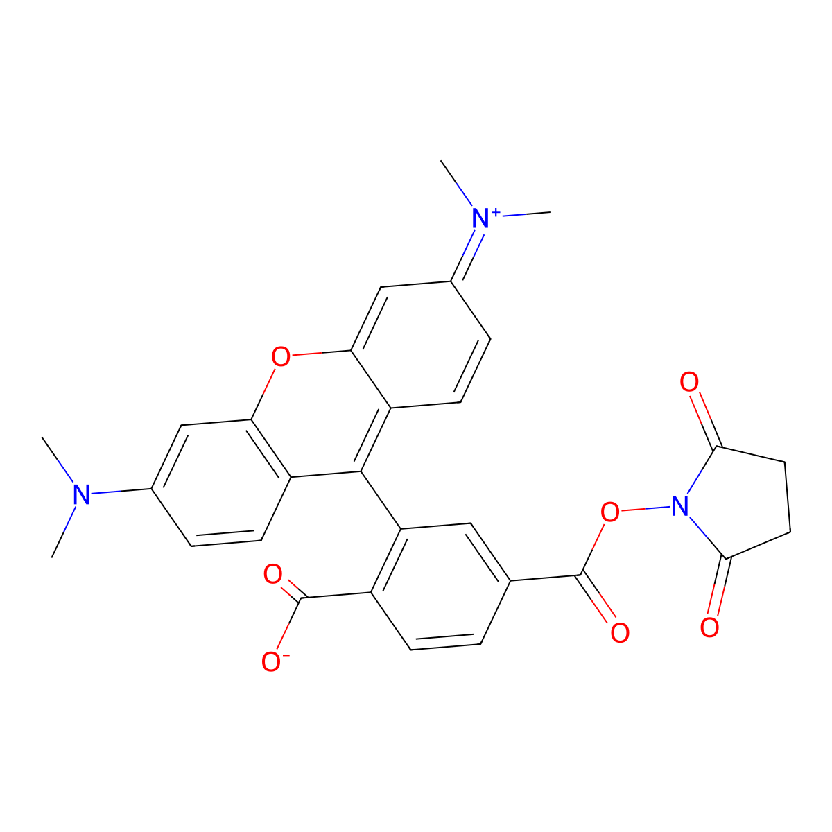 6-Carboxy-tetramethylrhodamine N-succinimidyl ester molecular structure, CAS 127290-93-1