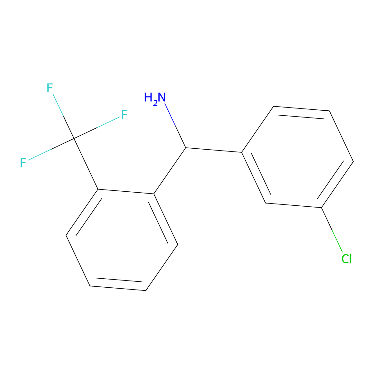 1-(3-Chlorophenyl)-1-[2-(trifluoromethyl)phenyl]methanamine molecular structure, CAS 1272900-61-4
