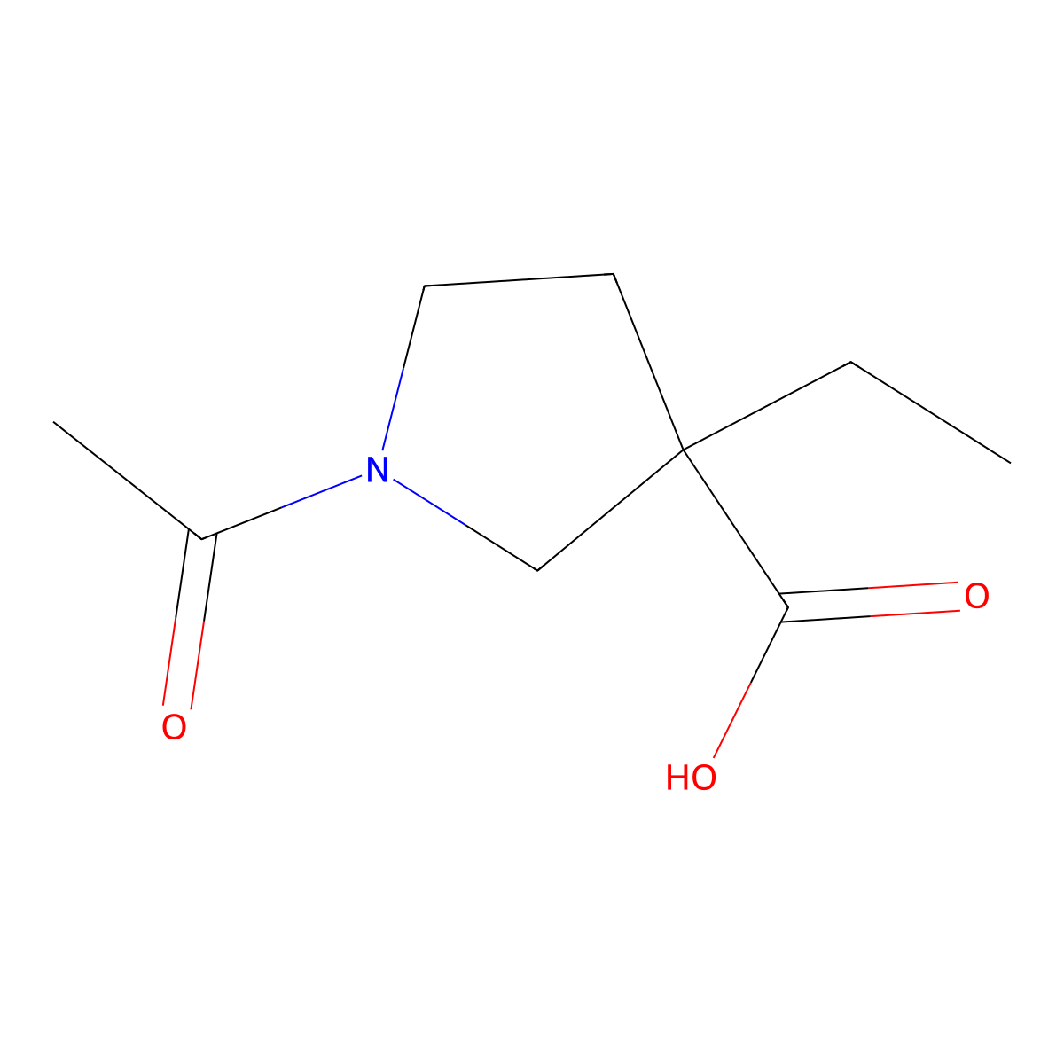 1-Acetyl-3-ethylpyrrolidine-3-carboxylic acid molecular structure, CAS 1272903-40-8