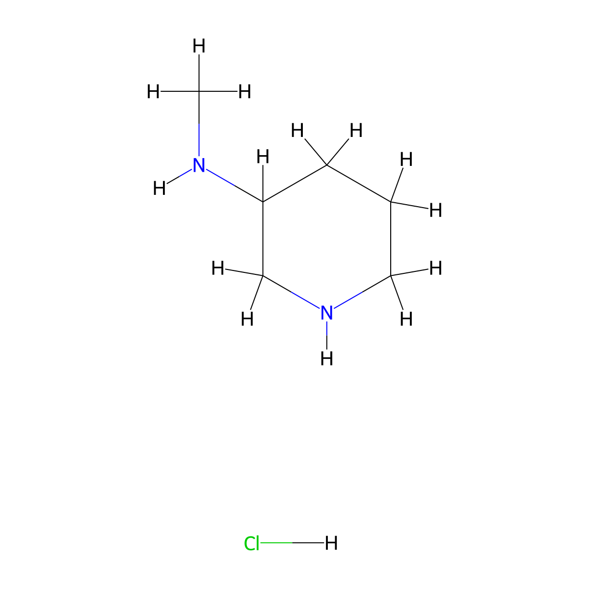 N-Methylpiperidin-3-amine hydrochloride molecular structure, CAS 127294-76-2