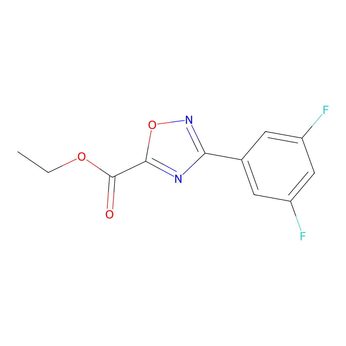 Ethyl 3-(3,5-difluorophenyl)-1,2,4-oxadiazole-5-carboxylate molecular structure, CAS 1272953-88-4