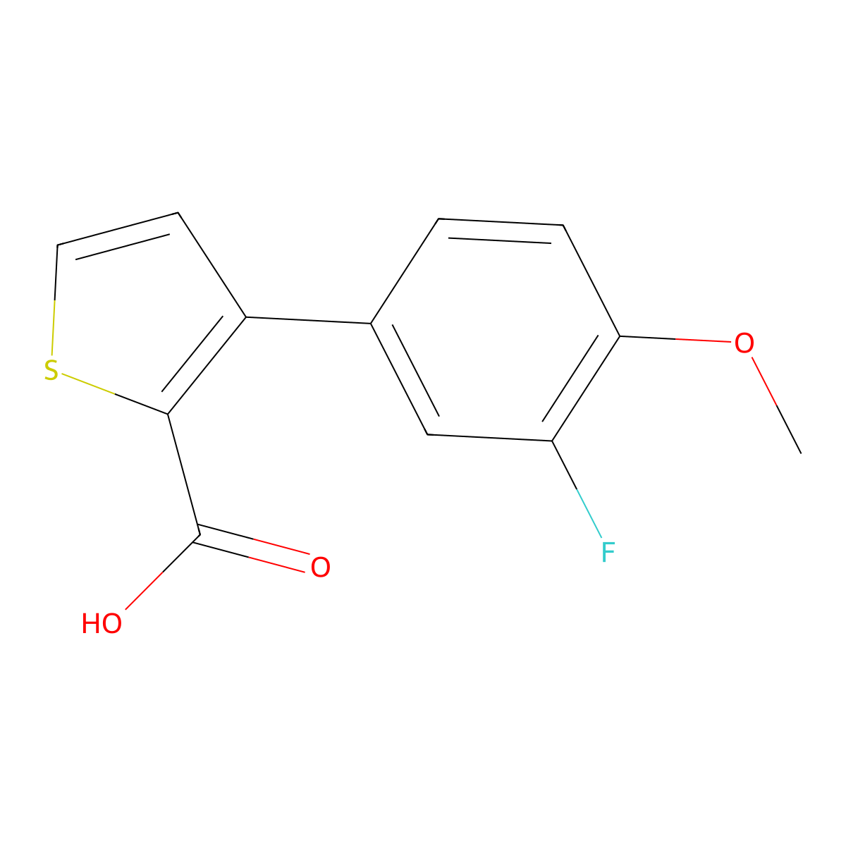 3-(3-Fluoro-4-methoxyphenyl)thiophene-2-carboxylic acid molecular structure, CAS 1272956-74-7