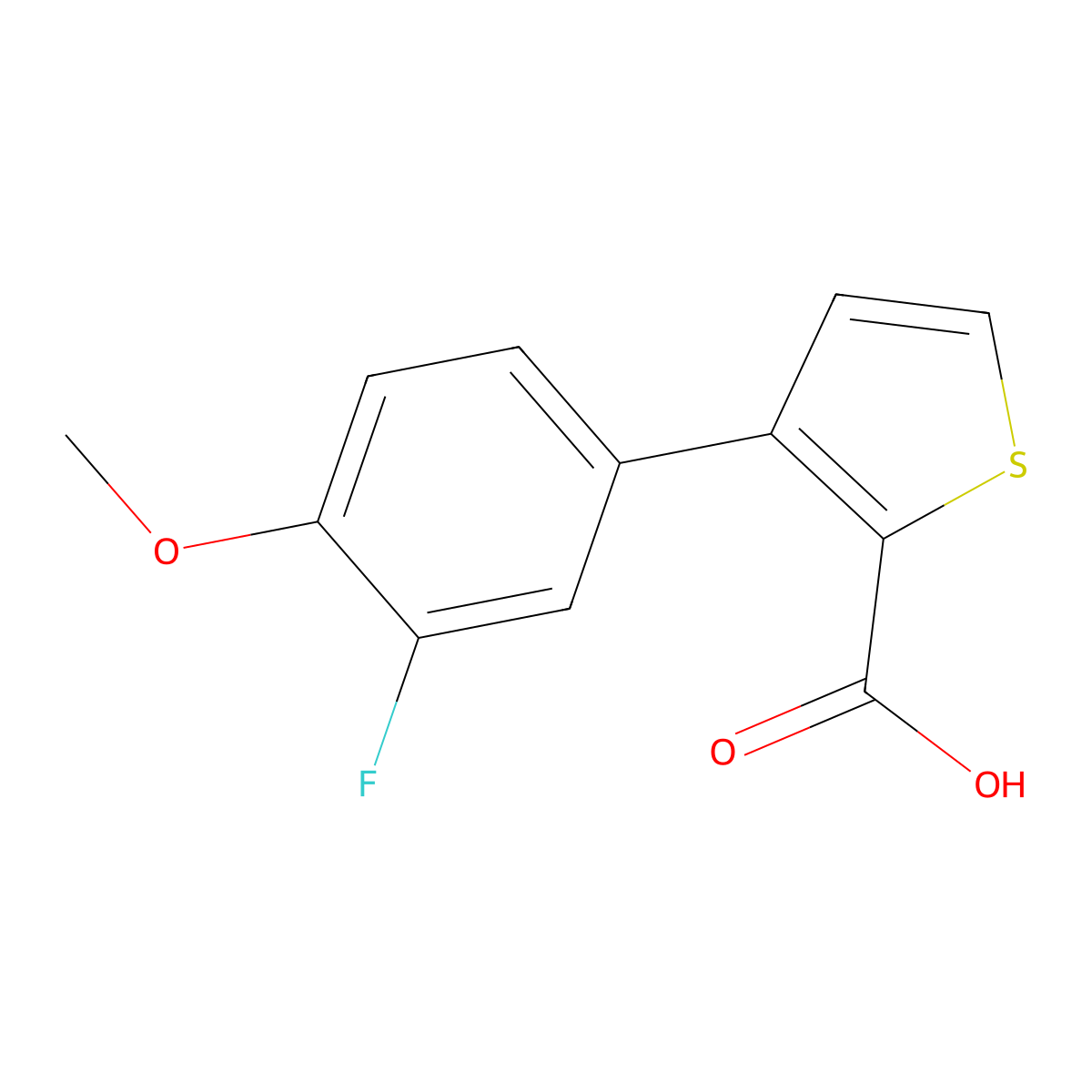 3-(3-Fluoro-4-methoxyphenyl)thiophene-2-carboxylic acid molecular structure, CAS 1272956-74-7