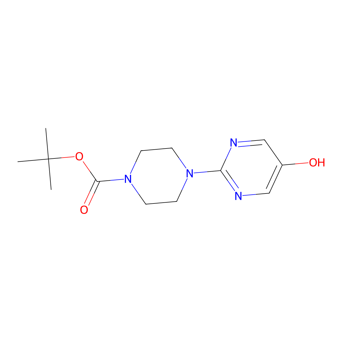 tert-Butyl 4-(5-hydroxypyrimidin-2-yl)piperazine-1-carboxylate molecular structure, CAS 1272973-58-6