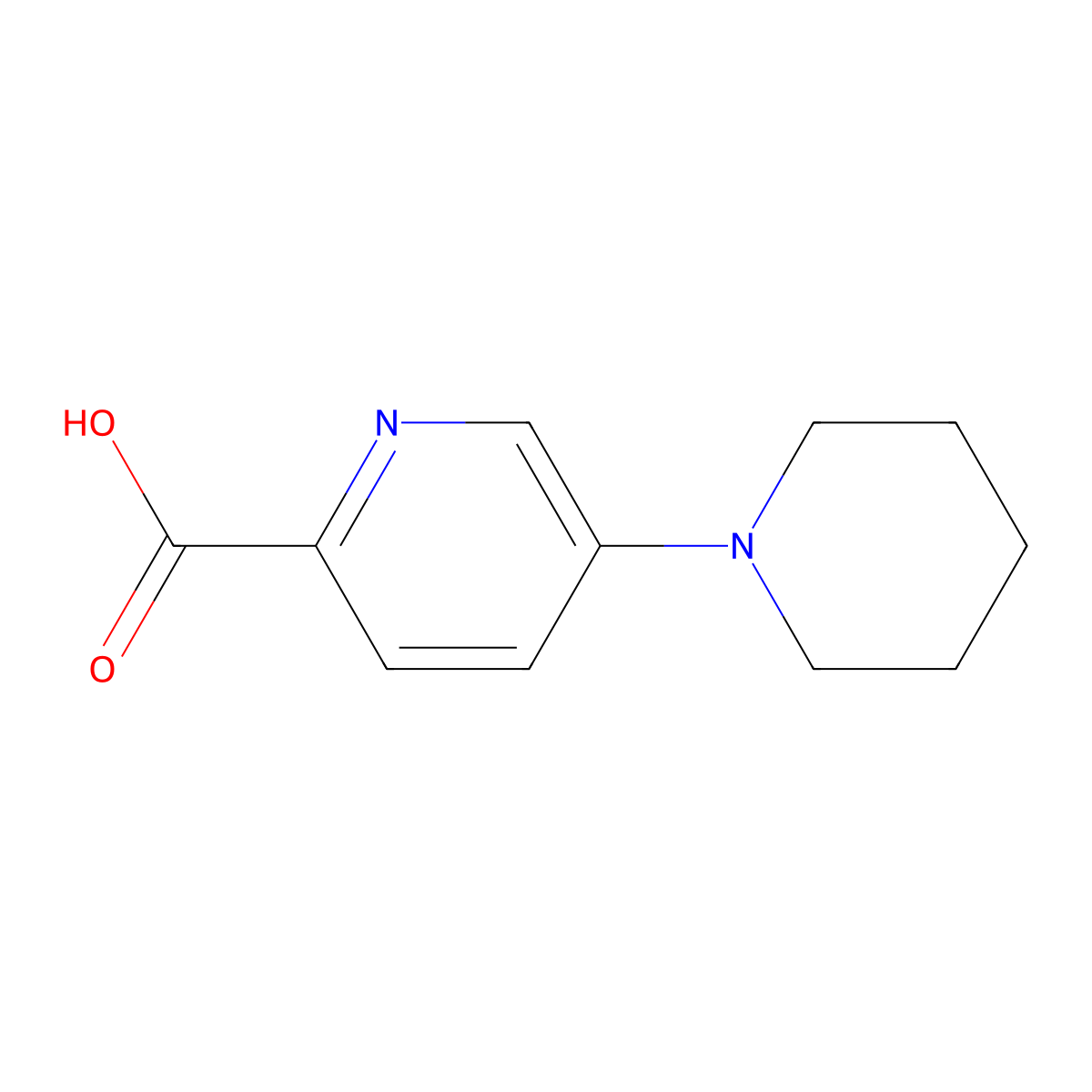 5-(1-Piperidinyl)-2-pyridinecarboxylic acid molecular structure, CAS 1273016-15-1