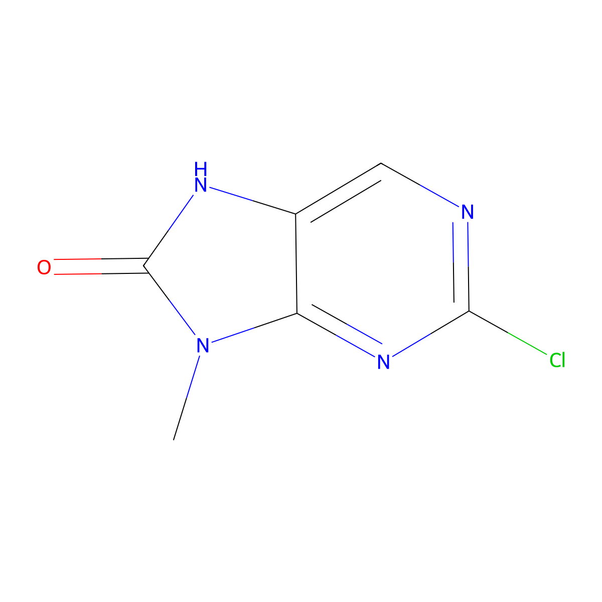 2-Chloro-9-methyl-7H-purin-8(9H)-one molecular structure, CAS 1273315-11-9