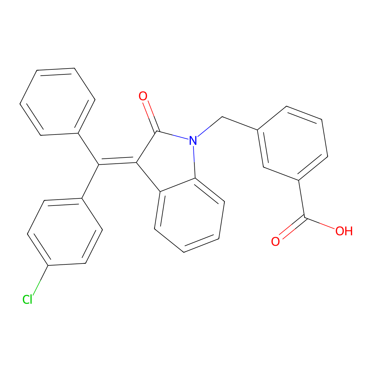 (E)-3-((3-((4-chlorophenyl)(phenyl)methylene)-2-oxoindolin-1-yl)methyl)benzoic acid molecular structure, CAS 1273323-67-3