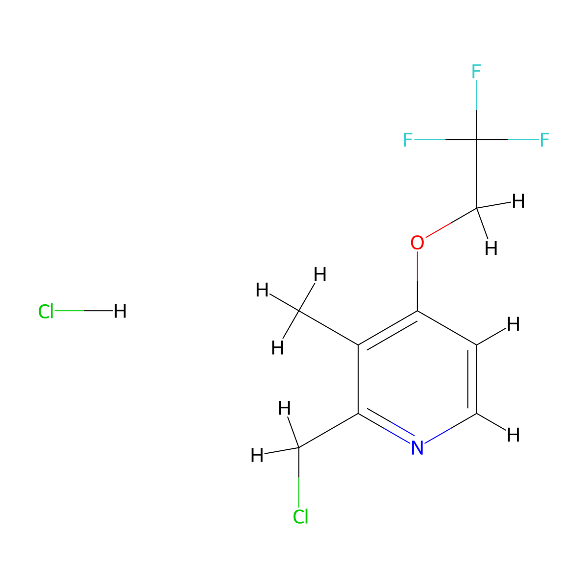 2-(Chloromethyl)-3-methyl-4-(2,2,2-trifluoroethoxy)pyridine hydrochloride molecular structure, CAS 127337-60-4