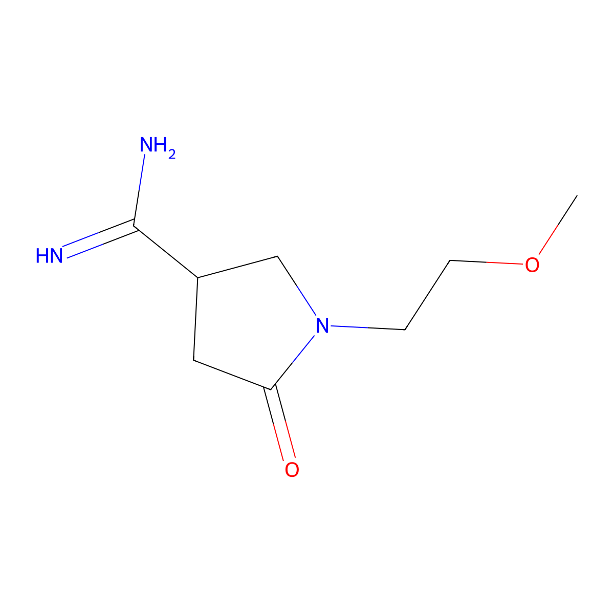 1-(2-Methoxyethyl)-2-oxopyrrolidine-4-carboxamidine molecular structure, CAS 1273387-43-1