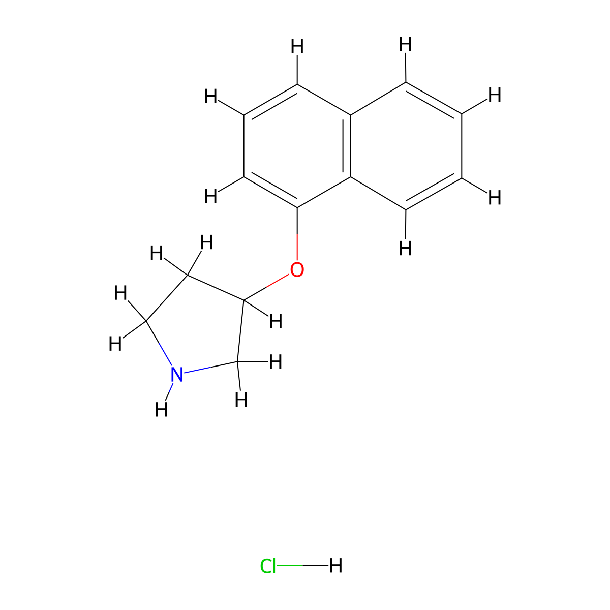 1-Naphthyl 3-pyrrolidinyl ether hydrochloride molecular structure, CAS 127342-09-0