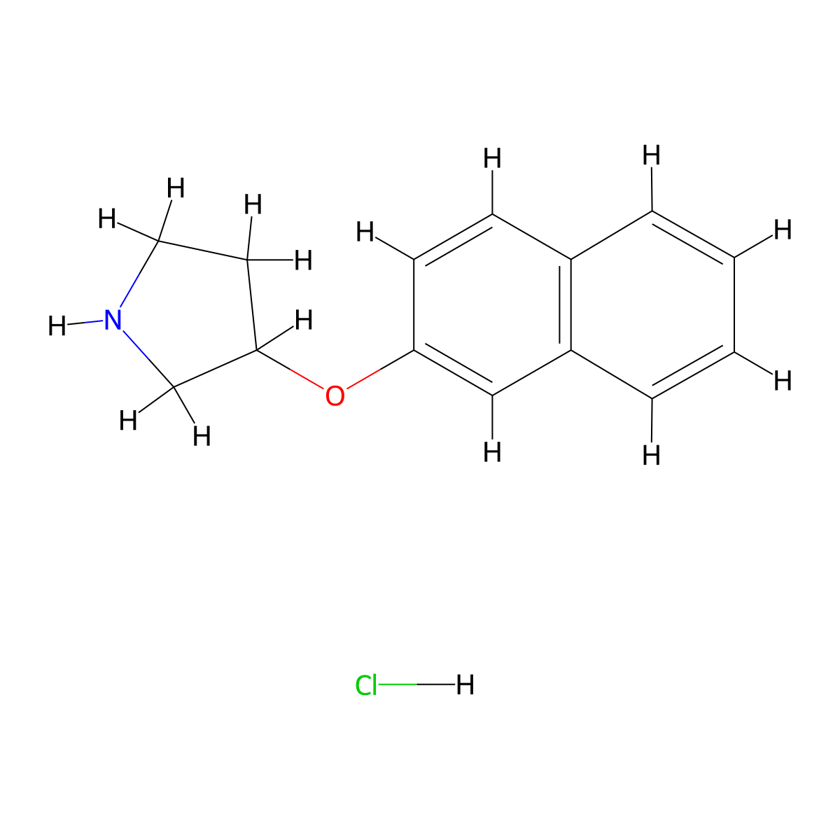 2-Naphthyl 3-pyrrolidinyl ether hydrochloride molecular structure, CAS 127342-10-3