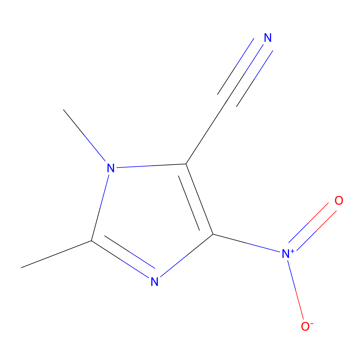 1,2-Dimethyl-4-nitro-5-cyanoimidazole molecular structure, CAS 127342-45-4