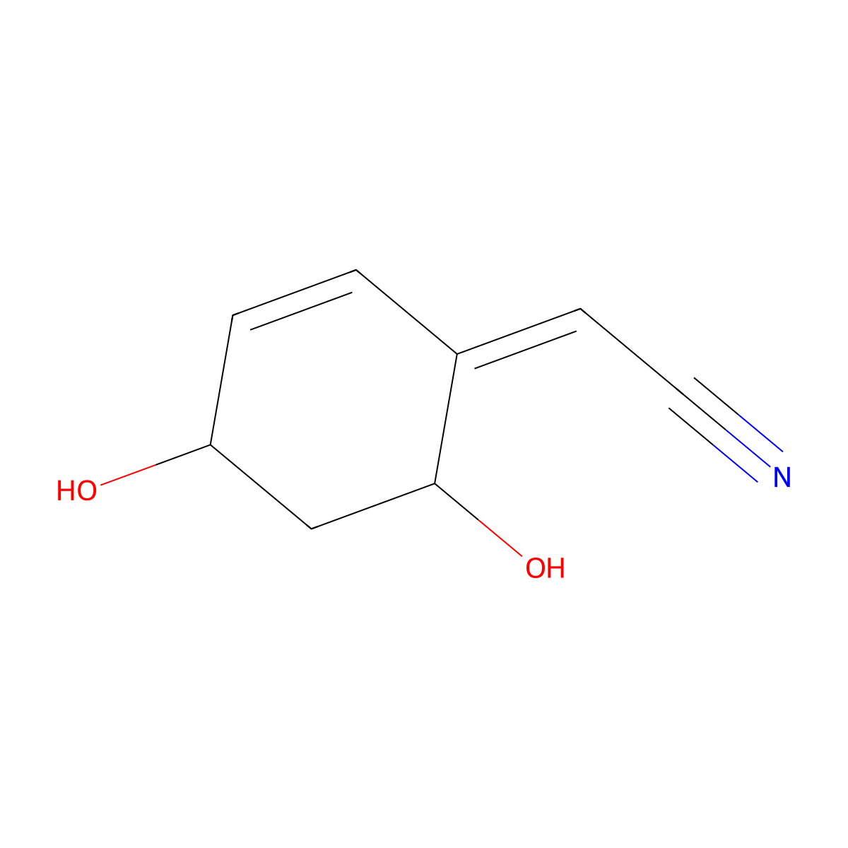 (2Z)-2-[(4S,6R)-4,6-dihydroxycyclohex-2-en-1-ylidene]acetonitrile molecular structure, CAS 127350-68-9