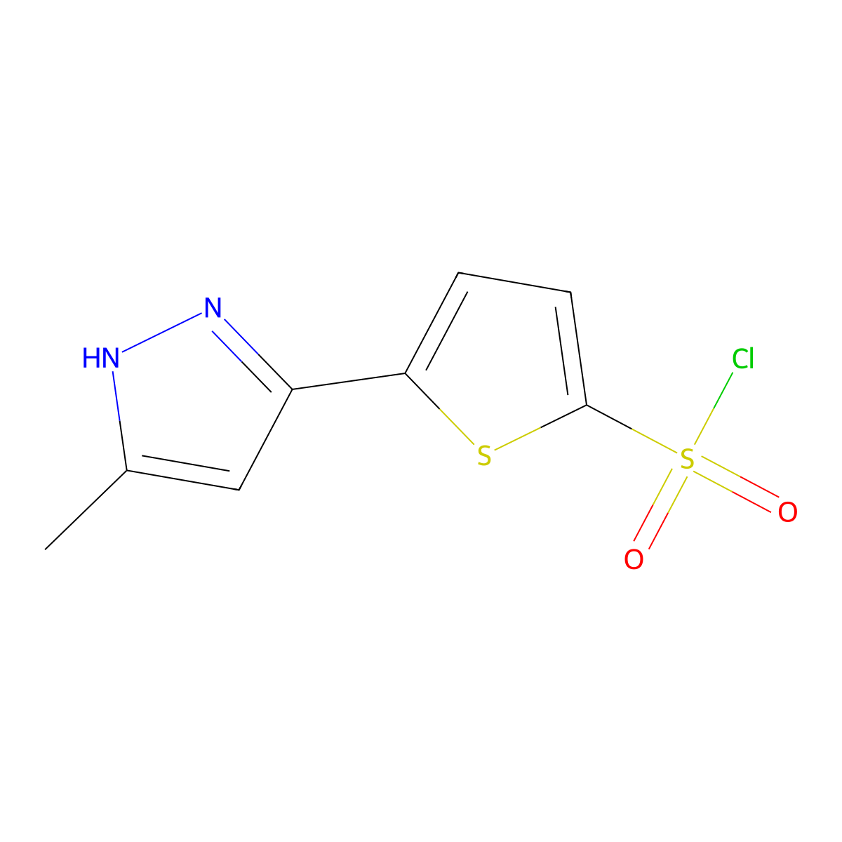 5-(3-methyl-1H-pyrazol-5-yl)thiophene-2-sulfonyl chloride molecular structure, CAS 1273553-52-8