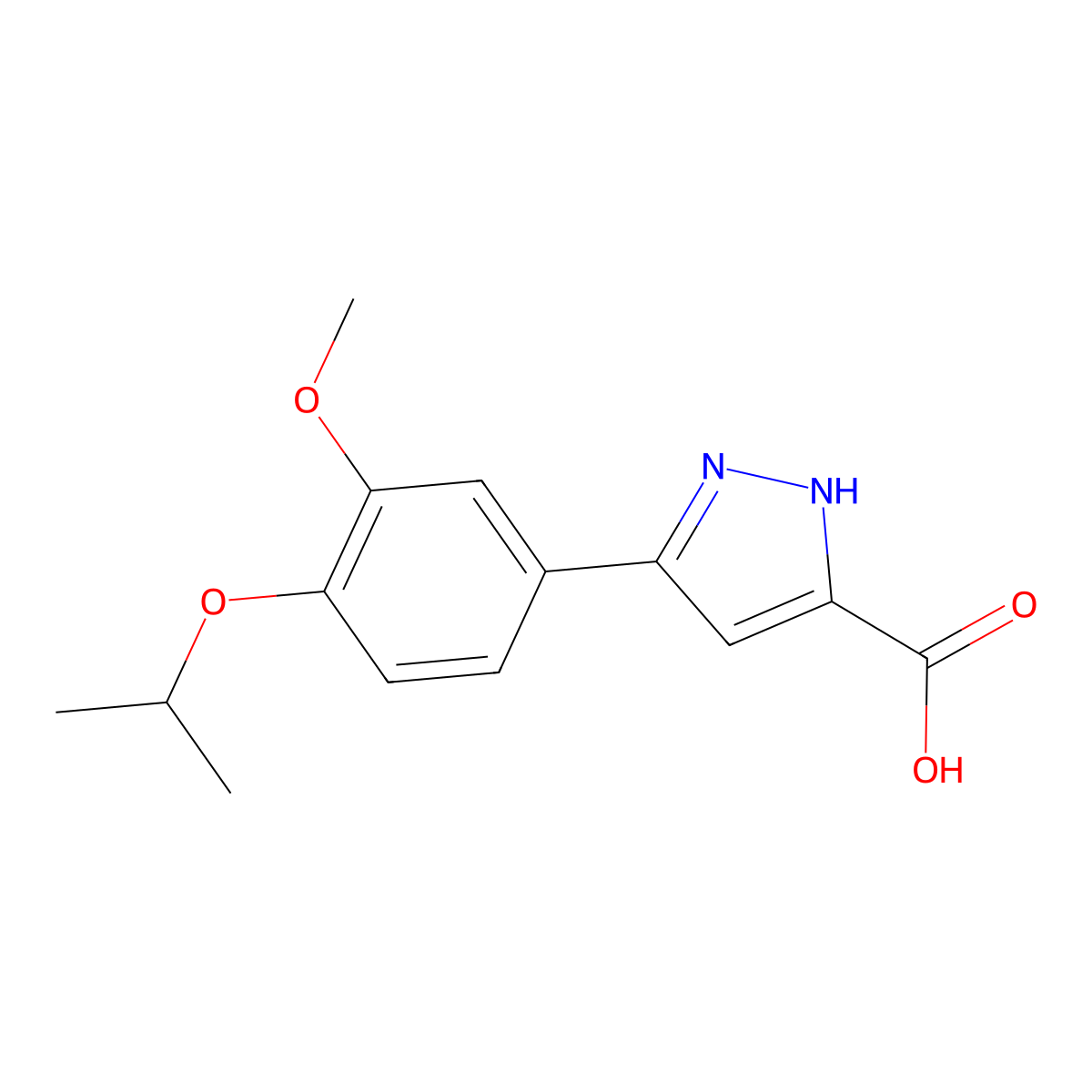 5-[3-methoxy-4-(propan-2-yloxy)phenyl]-1H-pyrazole-3-carboxylic acid molecular structure, CAS 1273554-08-7