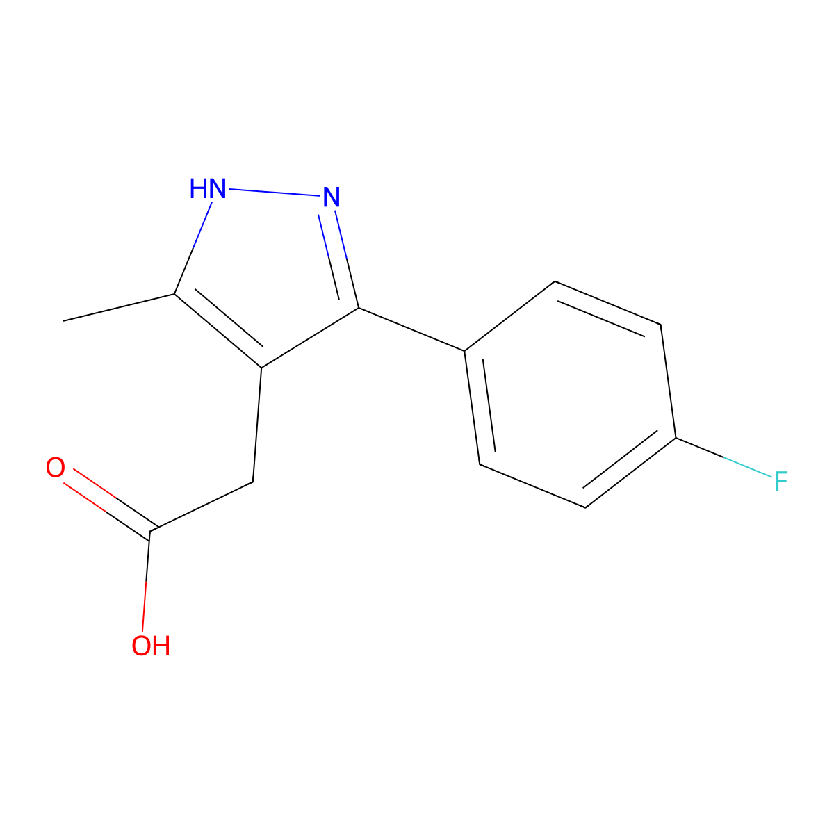 [5-(4-fluorophenyl)-3-methyl-1H-pyrazol-4-yl]acetic acid molecular structure, CAS 1273554-22-5