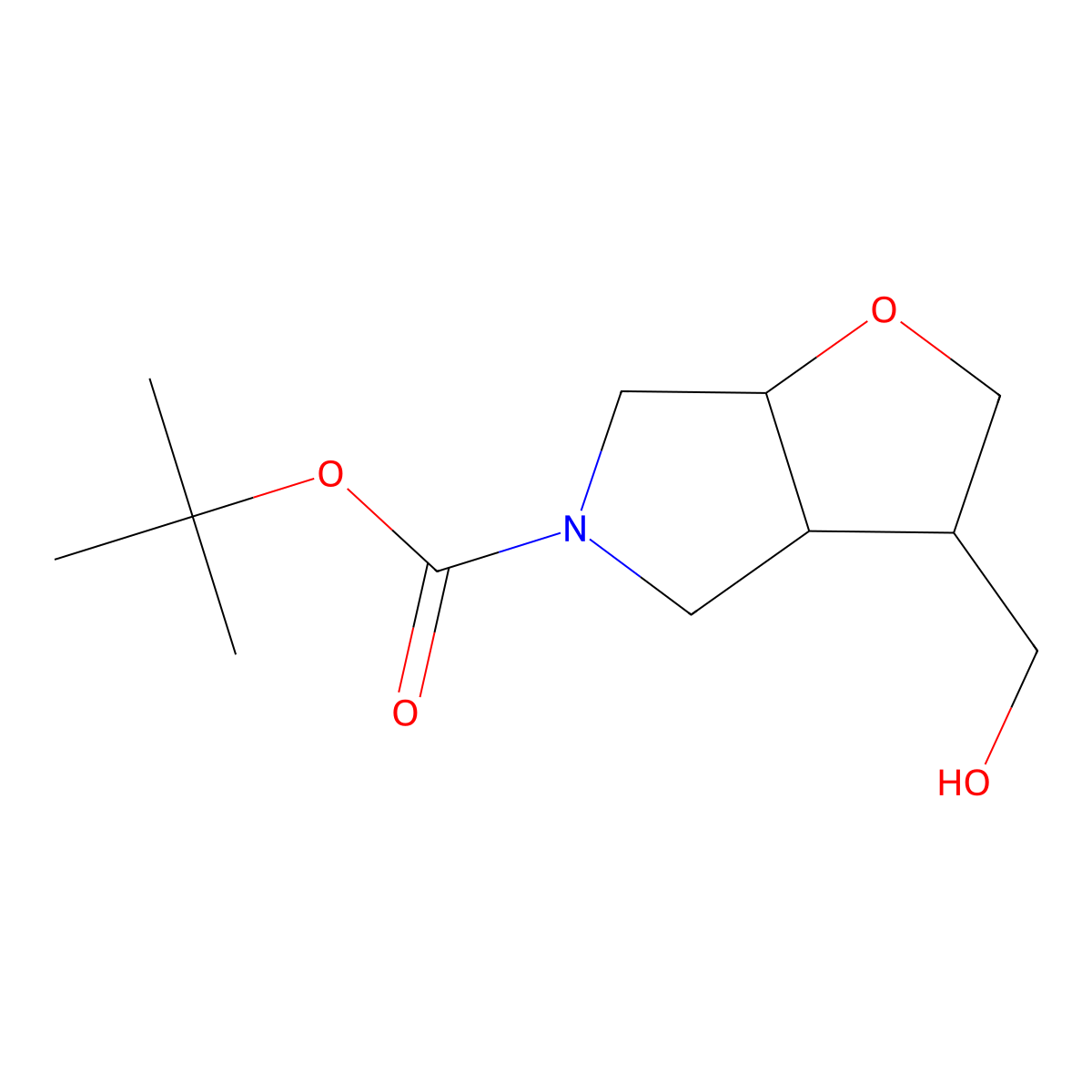 Racemic-(3S,3aS,6aS)-tert-butyl 3-(hydroxymethyl)tetrahydro-2H-furo[2,3-c]pyrrole-5(3H)-carboxylate molecular structure, CAS 1273563-99-7