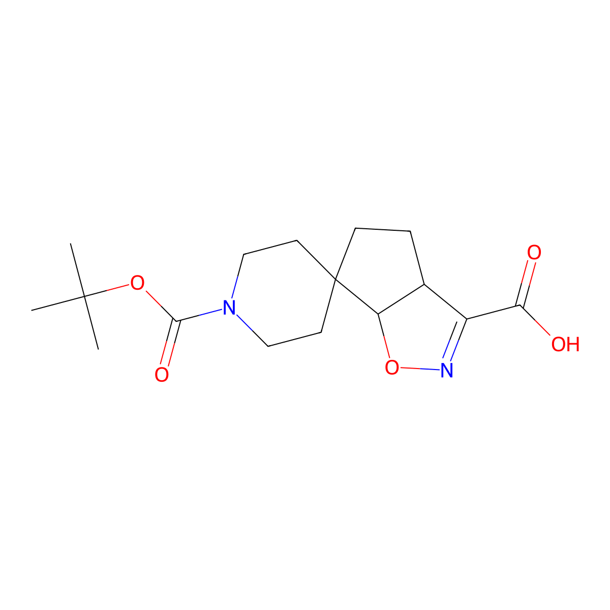 Cis-1-(Tert-Butoxycarbonyl)-3A,4,5,6A-Tetrahydrospiro[Cyclopenta[D]Isoxazole-6,4-Piperidine]-3-Carboxylic Acid molecular structure, CAS 1273564-79-6