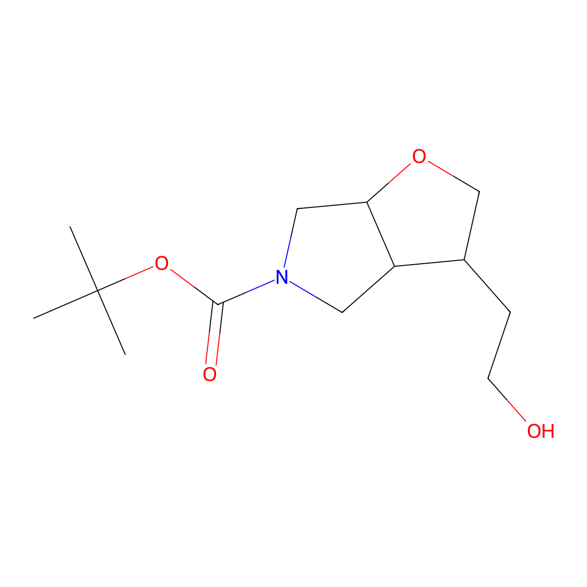 Racemic-(3S,3aS,6aS)-tert-butyl 3-(2-hydroxyethyl)tetrahydro-2H-furo[2,3-c]pyrrole-5(3H)-carboxylate molecular structure, CAS 1273564-96-7