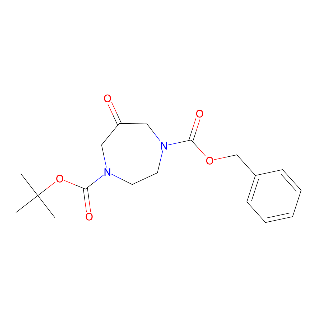 1-Benzyl 4-tert-butyl 6-oxo-1,4-diazepane-1,4-dicarboxylate molecular structure, CAS 1273566-12-3