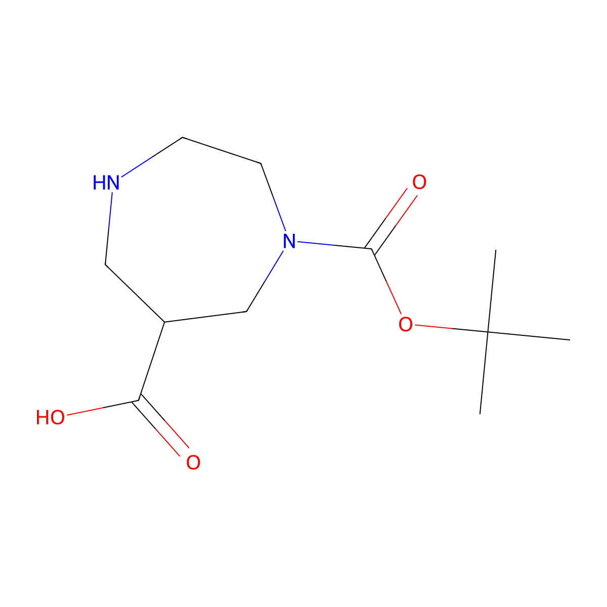 1-[(Tert-butoxy)carbonyl]-1,4-diazepane-6-carboxylic acid molecular structure, CAS 1273566-82-7