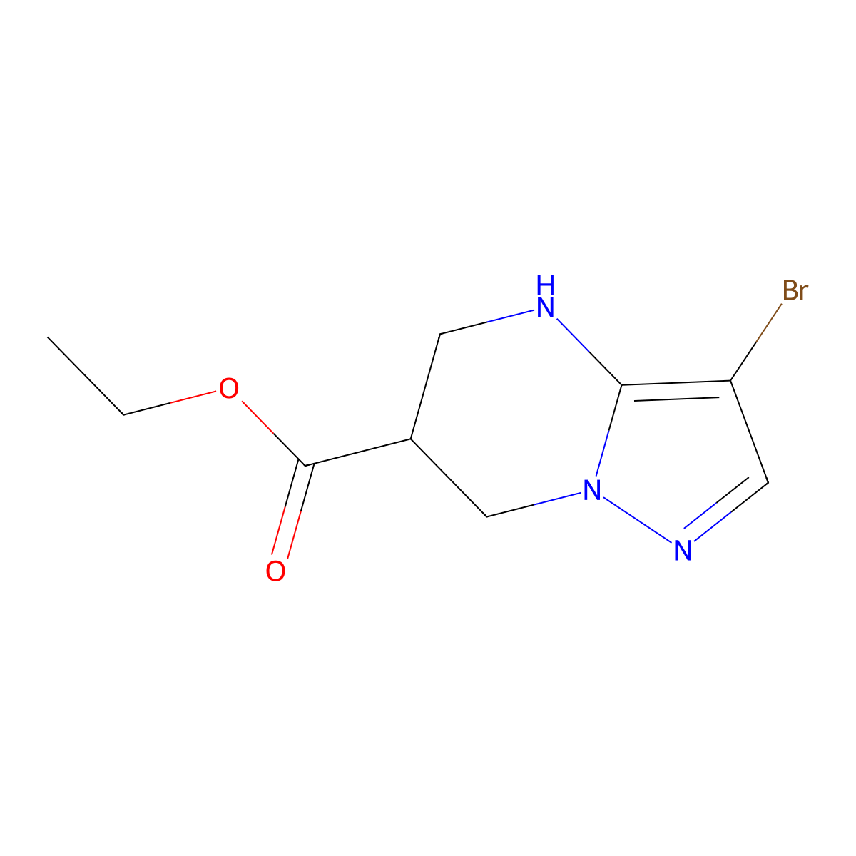 Ethyl 3-bromo-4,5,6,7-tetrahydropyrazolo[1,5-a]pyrimidine-6-carboxylate molecular structure, CAS 1273567-46-6